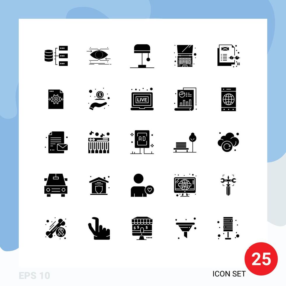 Set of 25 Modern UI Icons Symbols Signs for content management concept vision technology computer Editable Vector Design Elements