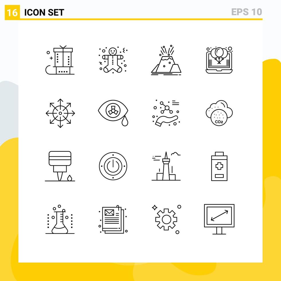 16 iconos creativos signos y símbolos modernos de fiesta descuento vacaciones globo alerta elementos de diseño vectorial editables vector