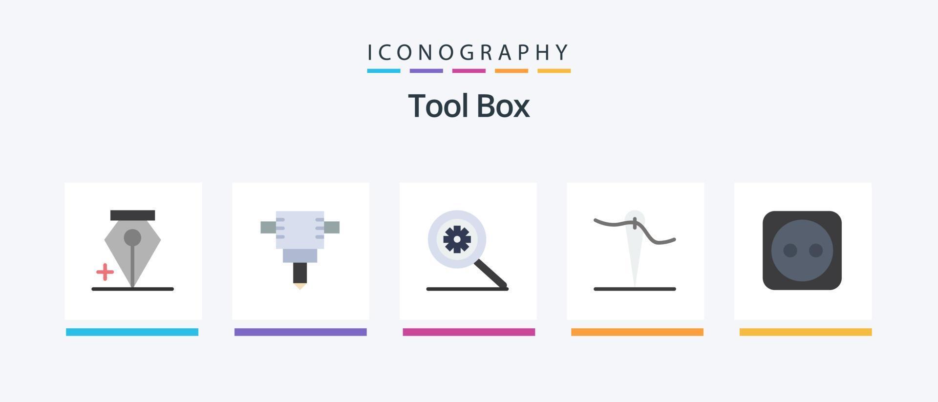 paquete de iconos flat 5 de herramientas que incluye . aguja. herramientas. diseño de iconos creativos vector