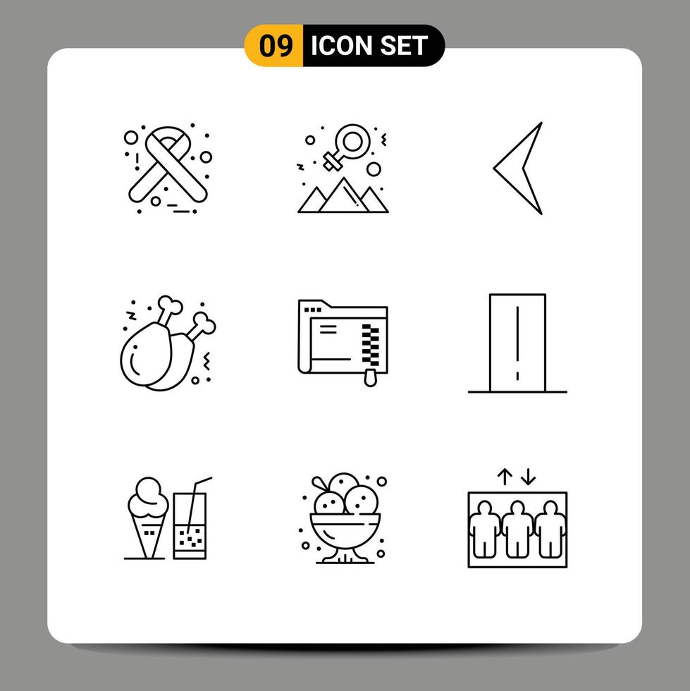 9 Creative Icons Modern Signs and Symbols of server data arrow leg fast food Editable Vector Design Elements