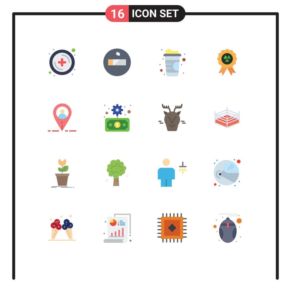 Flat Color Pack of 16 Universal Symbols of transfer economy award business map Editable Pack of Creative Vector Design Elements