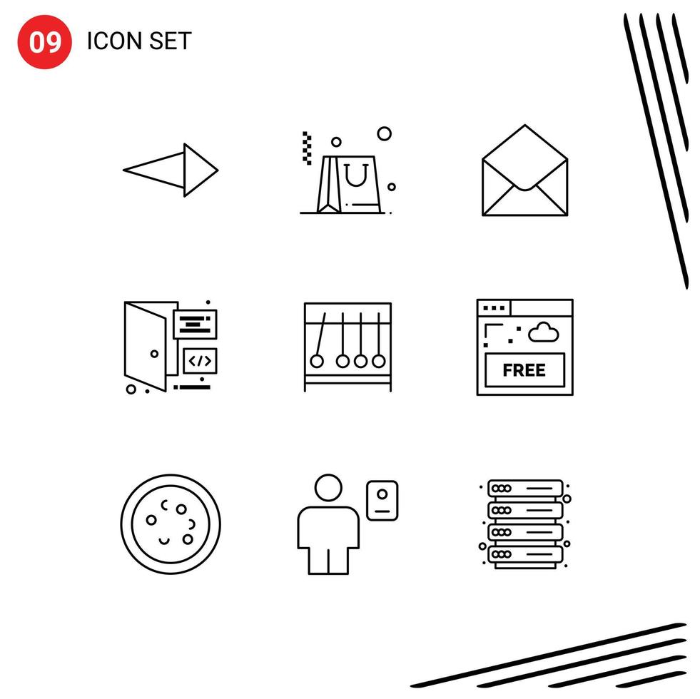 Stock Vector Icon Pack of 9 Line Signs and Symbols for medicine motion mail perpecul development Editable Vector Design Elements