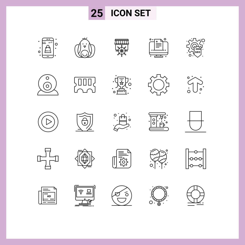 25 Thematic Vector Lines and Editable Symbols of optimization online shop medical health Editable Vector Design Elements