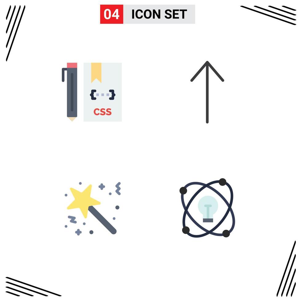 conjunto moderno de 4 iconos planos pictograma de código estrella desarrollar elementos de diseño vectorial editables de premios vector