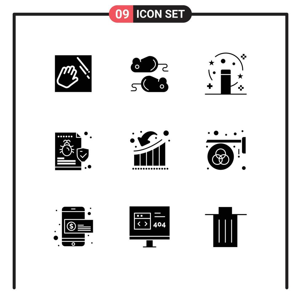 Pictogram Set of 9 Simple Solid Glyphs of businessman security magic folder bug Editable Vector Design Elements