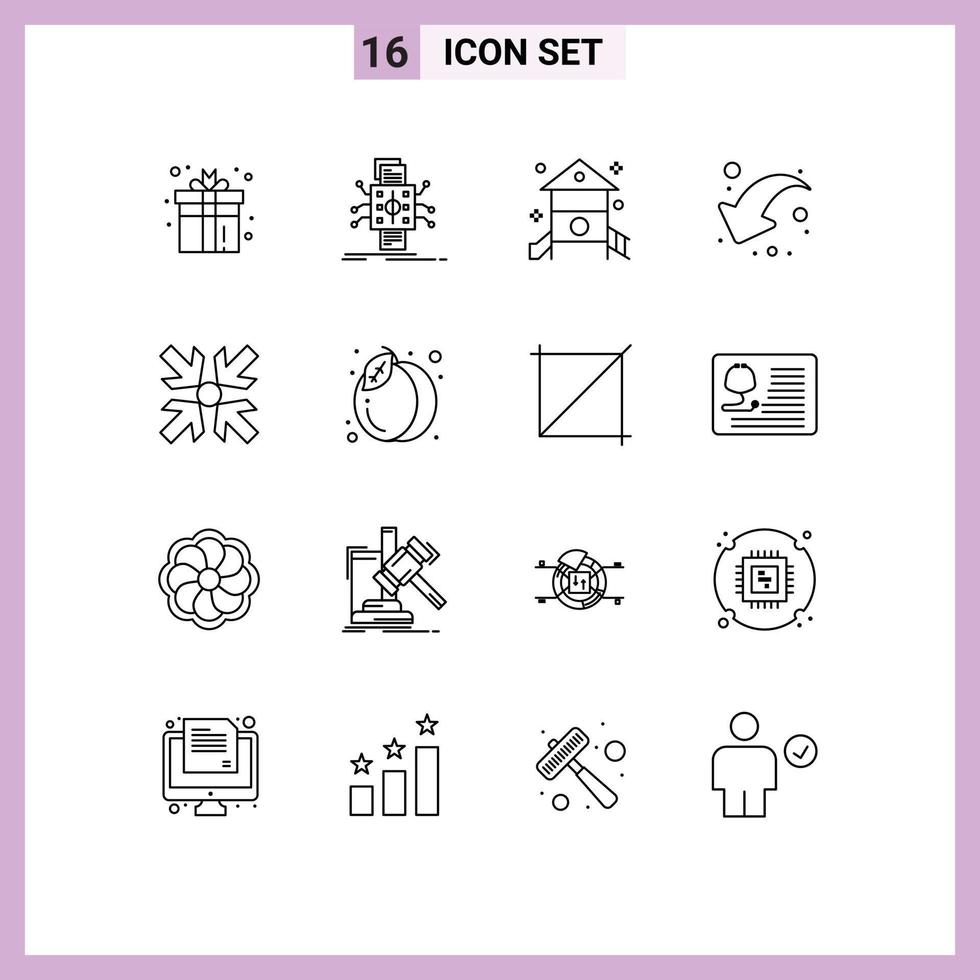 Pictogram Set of 16 Simple Outlines of down arrow processing play kindergarten Editable Vector Design Elements
