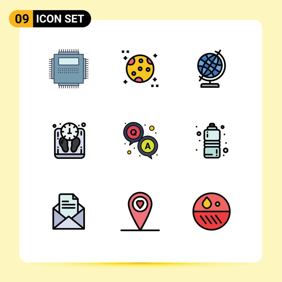 9 iconos creativos signos y símbolos modernos de pregunta respuesta escala educativa elementos de diseño vectorial editables en masa vector