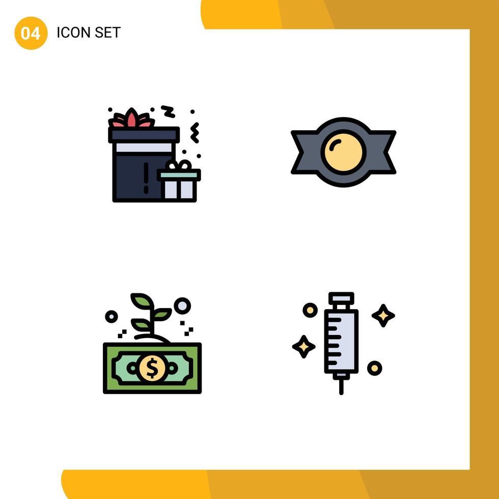 4 Creative Icons Modern Signs and Symbols of gift invest party sweet money Editable Vector Design Elements