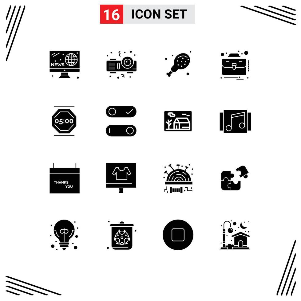 16 Creative Icons Modern Signs and Symbols of work rest food stop work case Editable Vector Design Elements