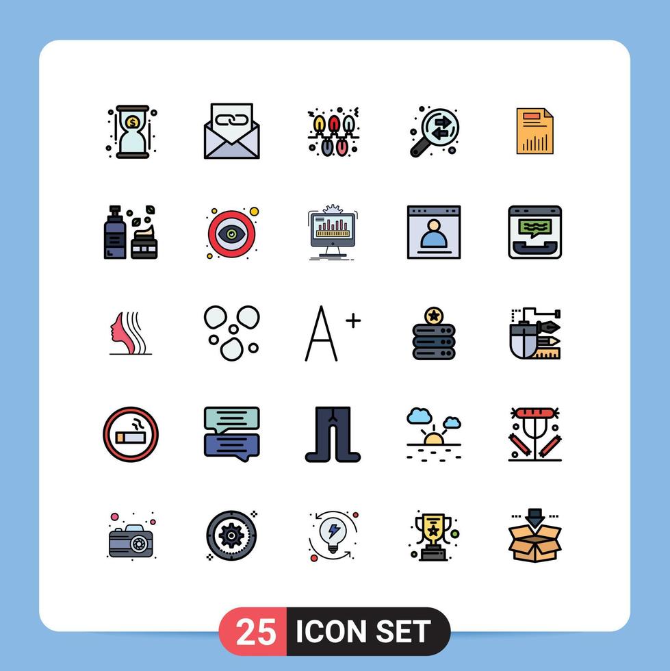 25 User Interface Filled line Flat Color Pack of modern Signs and Symbols of document exchange envelope data analysis holidays Editable Vector Design Elements