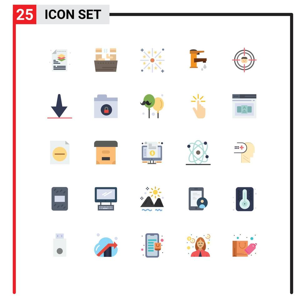 25 Flat Color concept for Websites Mobile and Apps faucet tap celebration hand light Editable Vector Design Elements