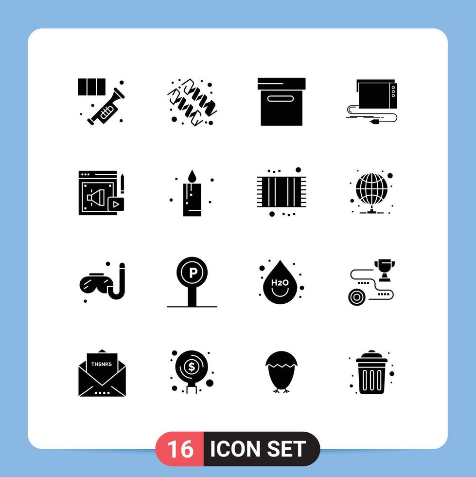 16 Solid Glyph concept for Websites Mobile and Apps digital marketing sound vitamin interface card Editable Vector Design Elements