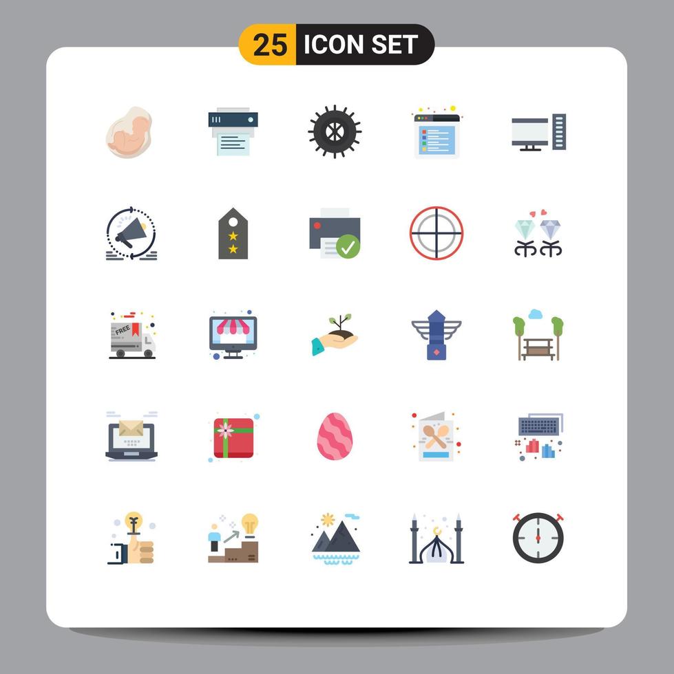 Set of 25 Modern UI Icons Symbols Signs for desktop web education tab browser Editable Vector Design Elements