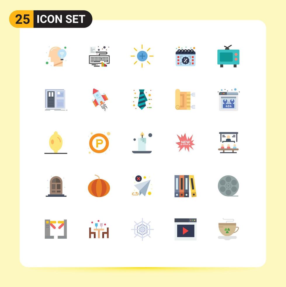 Pack of 25 Modern Flat Colors Signs and Symbols for Web Print Media such as sale date attach calendar user Editable Vector Design Elements
