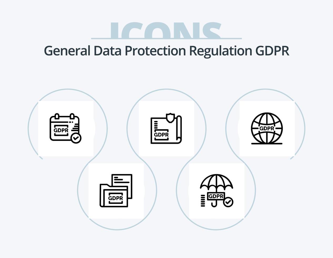 Gdpr Line Icon Pack 5 Icon Design. commission. security. project. data. security vector
