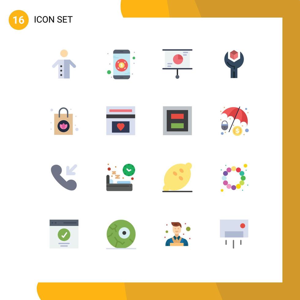 16 Universal Flat Color Signs Symbols of handbag sdk business product config Editable Pack of Creative Vector Design Elements