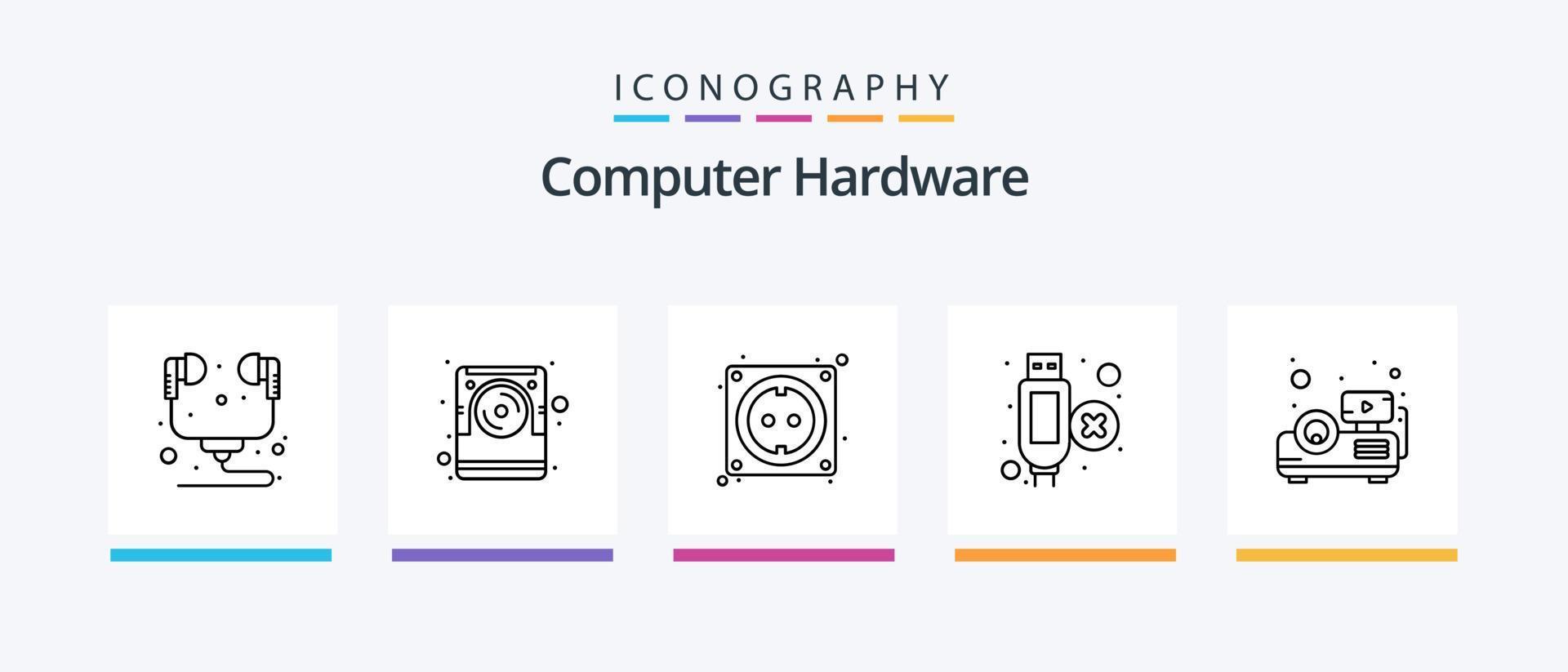 Computer Hardware Line 5 Icon Pack Including cooler. talk. hardware. recorder. microphone. Creative Icons Design vector