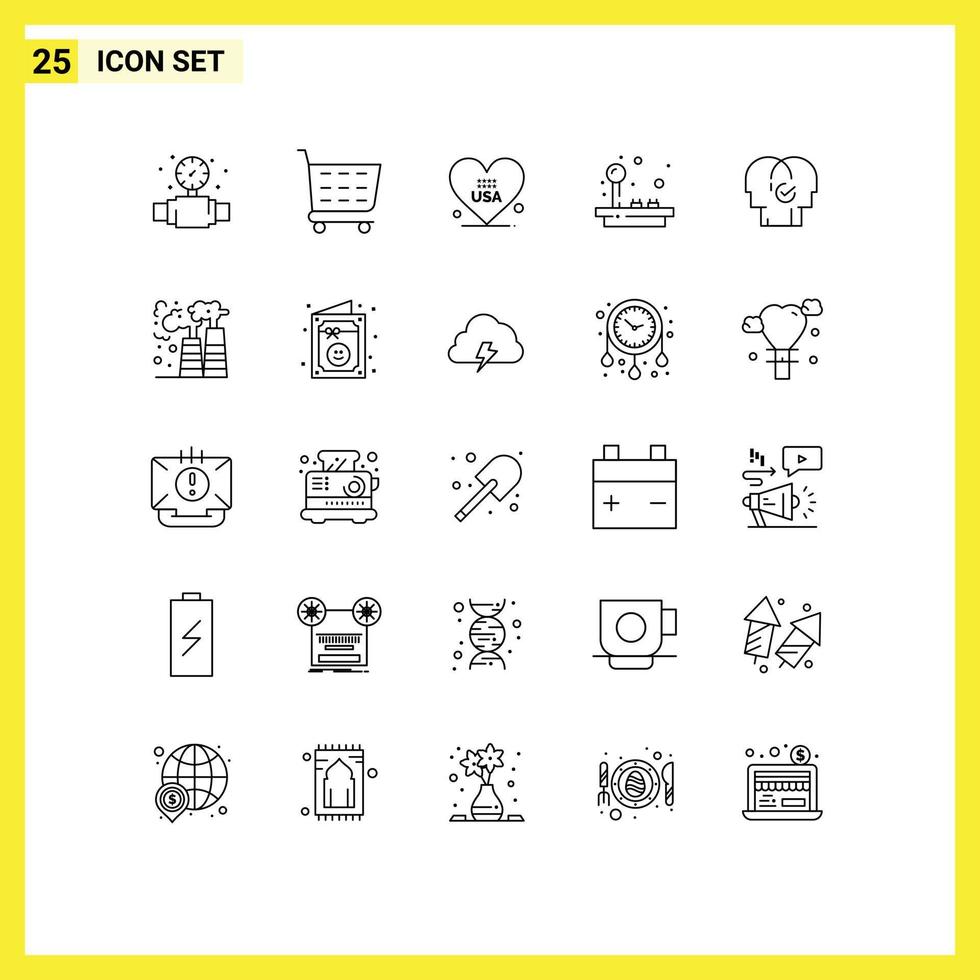 Group of 25 Lines Signs and Symbols for modern business love play fun Editable Vector Design Elements