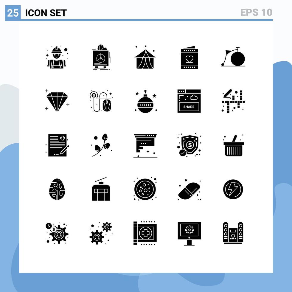 Set of 25 Modern UI Icons Symbols Signs for invitation heart health card tent Editable Vector Design Elements