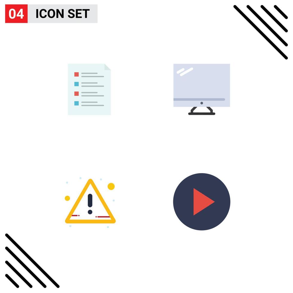 4 Thematic Vector Flat Icons and Editable Symbols of checklist device list testing pc Editable Vector Design Elements