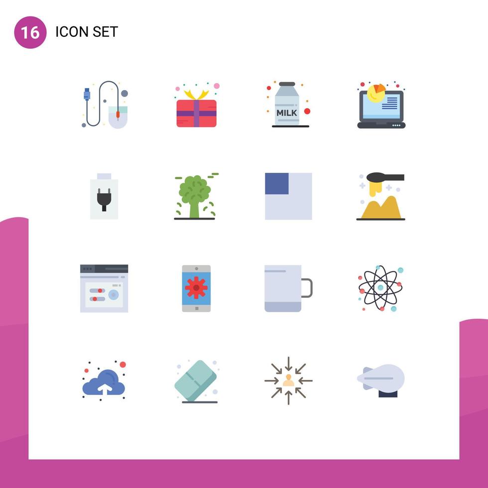16 Creative Icons Modern Signs and Symbols of electric battery breakfast analytics report Editable Pack of Creative Vector Design Elements