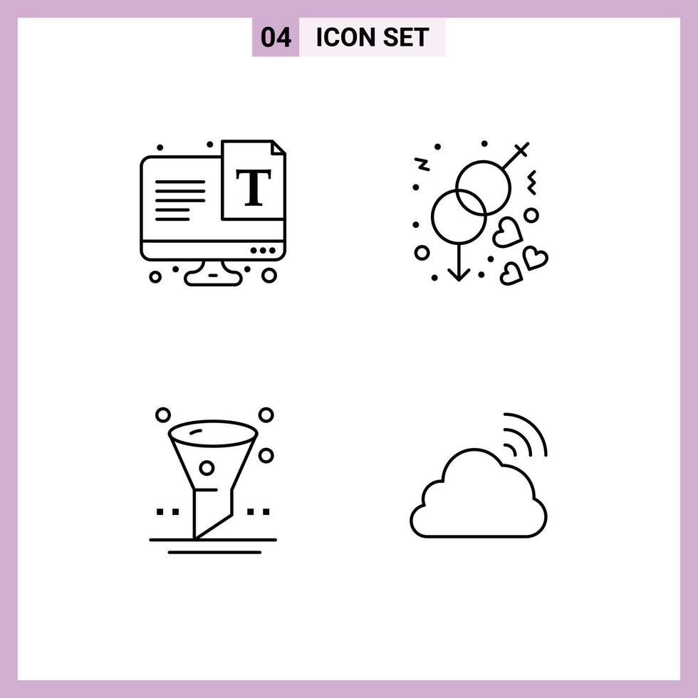 4 Creative Icons Modern Signs and Symbols of screen filter font love ui Editable Vector Design Elements