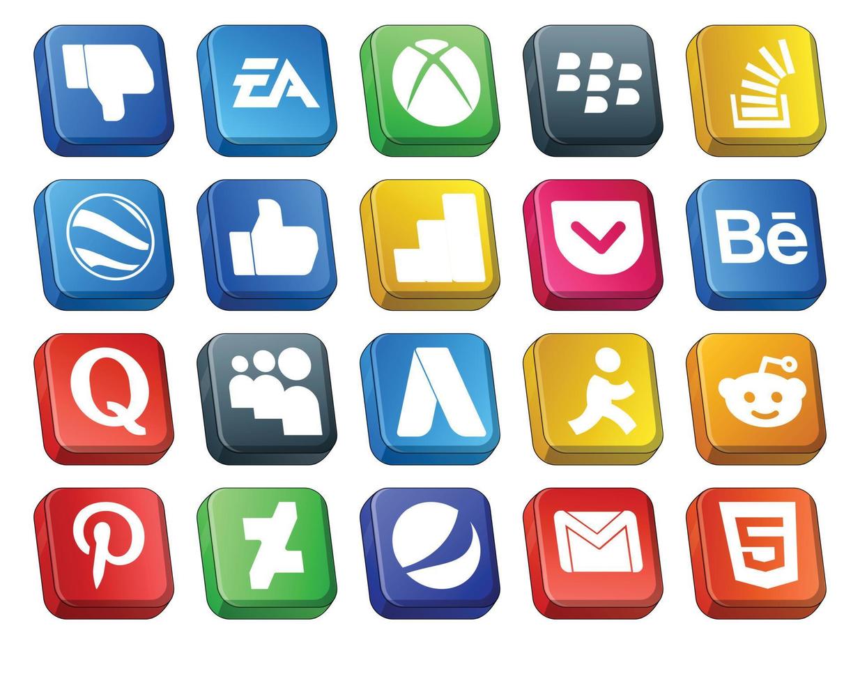 20 Social Media Icon Pack Including myspace quora stock behance google analytics vector