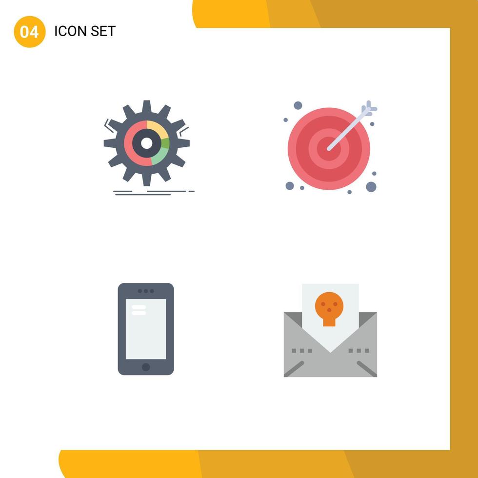 4 Universal Flat Icons Set for Web and Mobile Applications setting smart phone process business huawei Editable Vector Design Elements