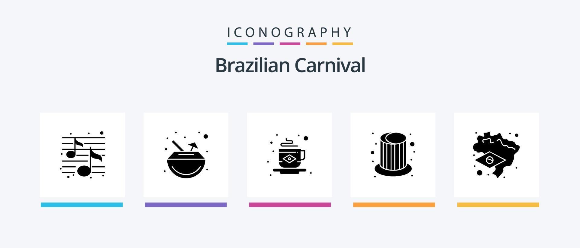 Brazilian Carnival Glyph 5 Icon Pack Including flag. cap. breakfast. party. magic. Creative Icons Design vector
