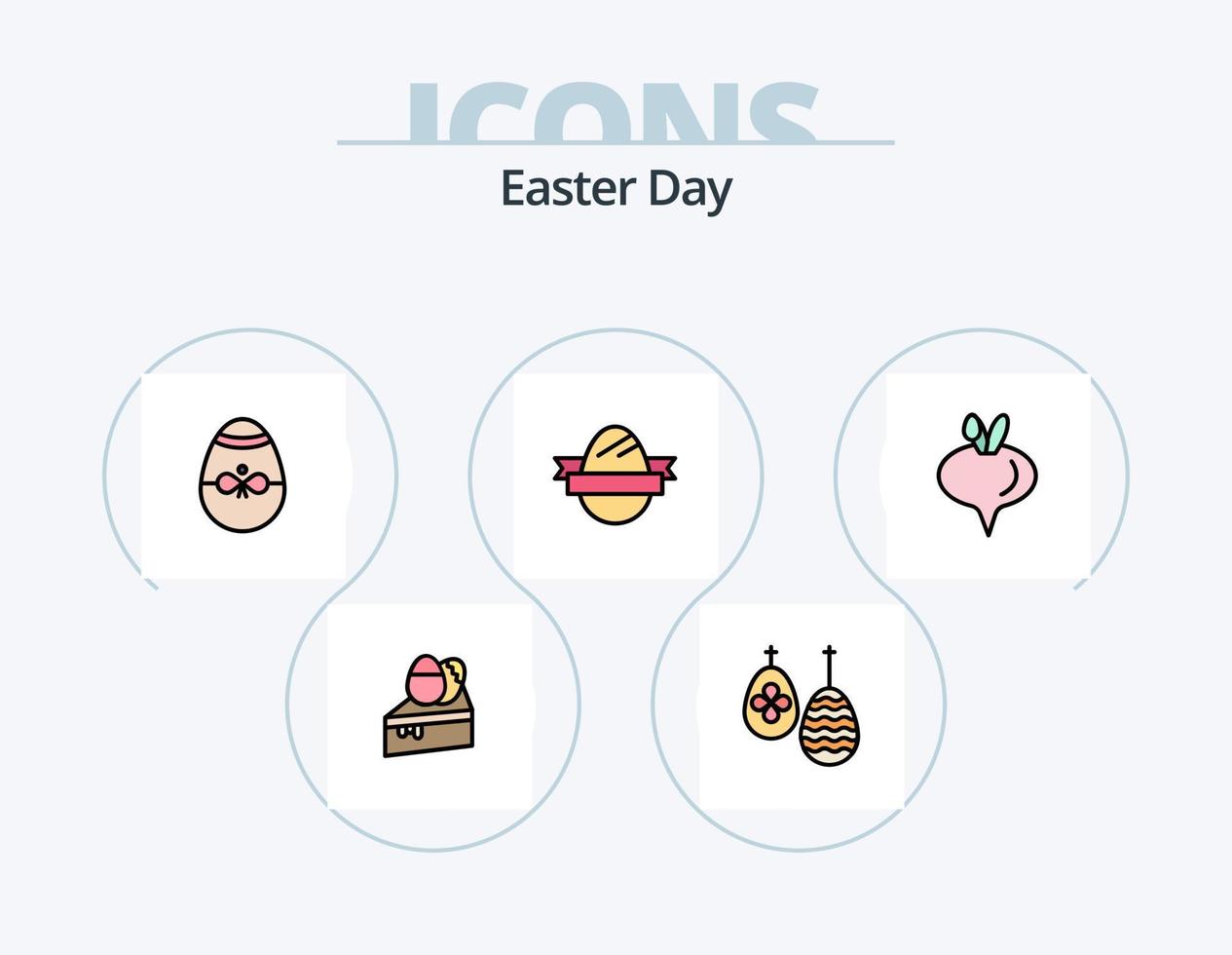 paquete de iconos llenos de línea de pascua 5 diseño de iconos. huevo. día. cruzar. Pascua de Resurrección. Fuegos artificiales vector