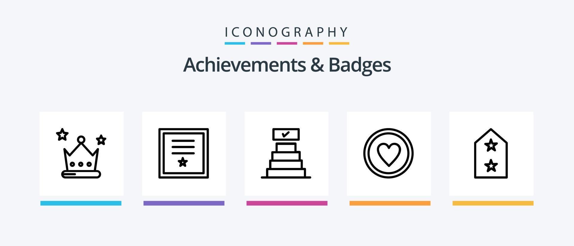 Achievements and Badges Line 5 Icon Pack Including award. wreath. achievement. green. achievement. Creative Icons Design vector