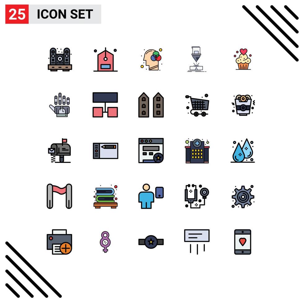 25 iconos creativos signos y símbolos modernos de ingeniería láser innovación de corte de descuento elementos de diseño vectorial editables vector