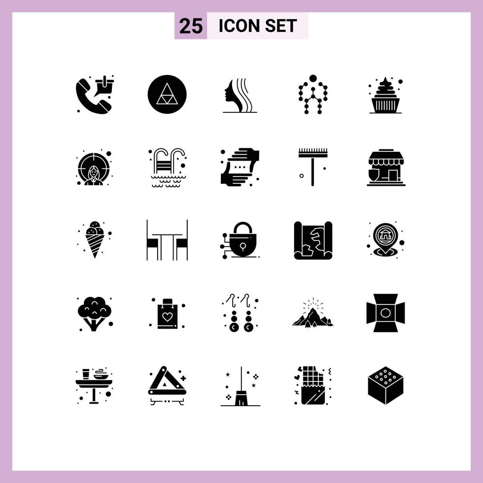 Stock Vector Icon Pack of 25 Line Signs and Symbols for human bones symbolism action girl Editable Vector Design Elements