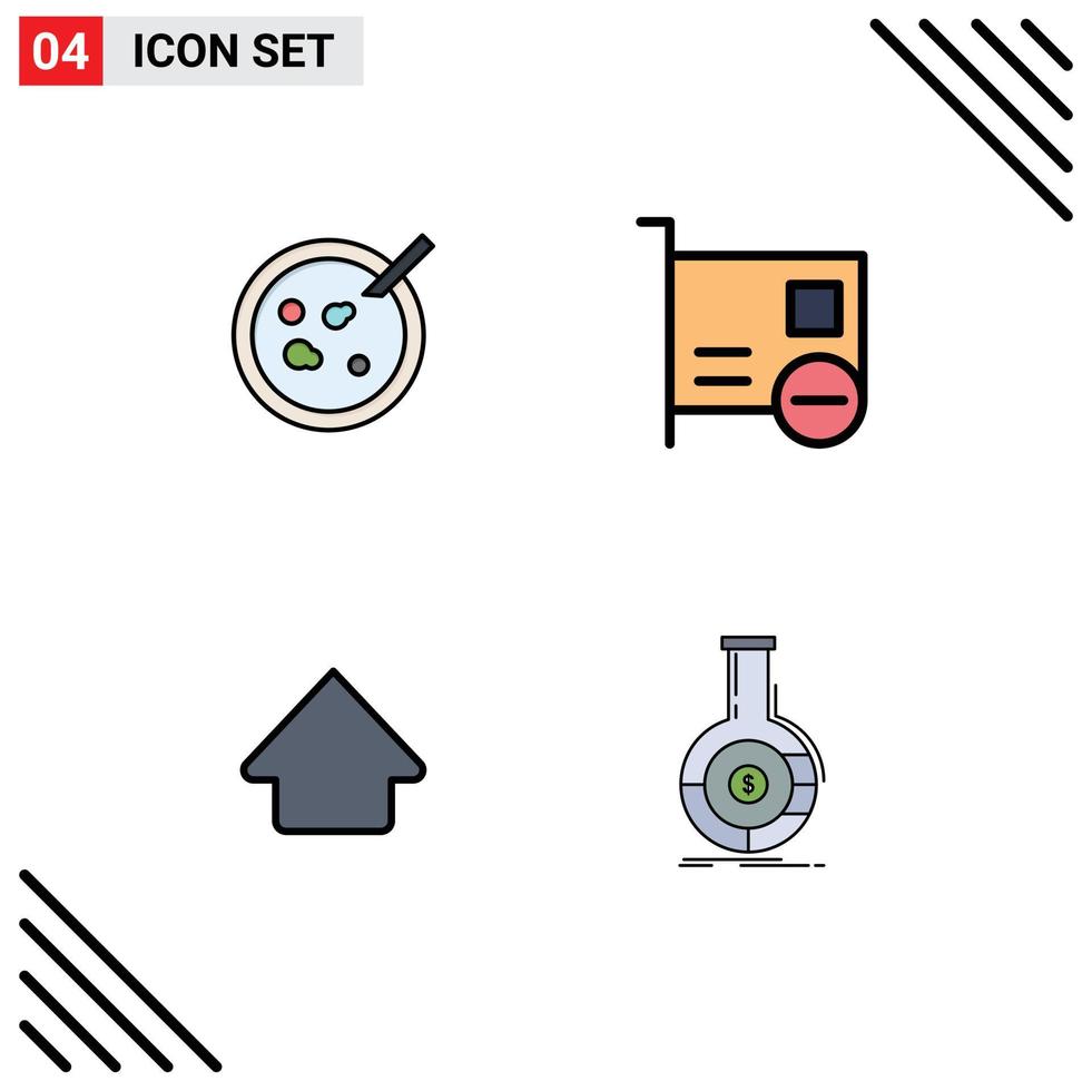 Stock Vector Icon Pack of 4 Line Signs and Symbols for petri arrow medical devices upload Editable Vector Design Elements