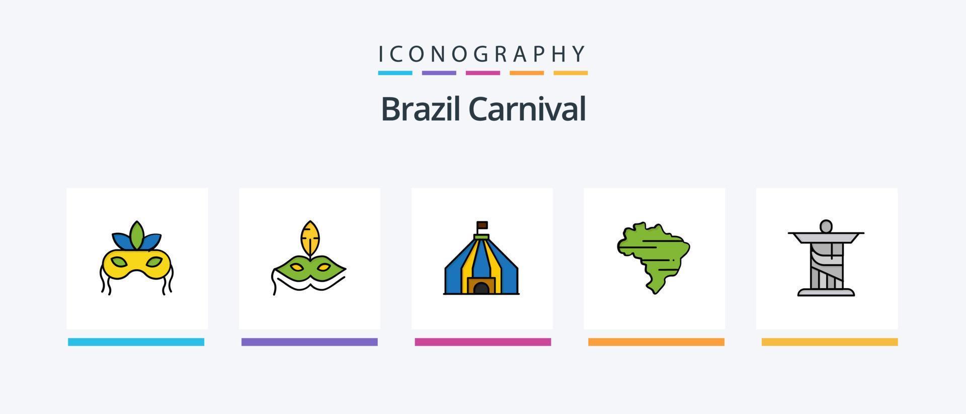 la línea de carnaval de brasil llenó el paquete de 5 íconos, incluido el brasileño. dulce. Brasil. paleta caramelo. diseño de iconos creativos vector