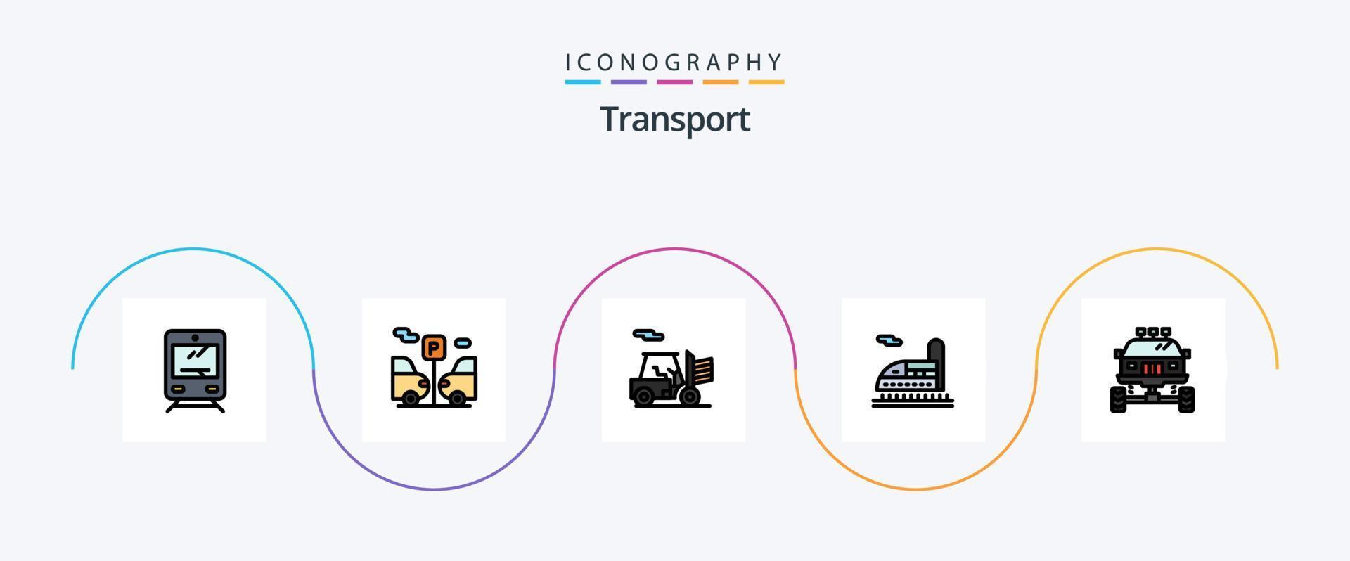 paquete de iconos planos llenos de línea de transporte 5 que incluye transporte. auto. contorno. bicicleta. túnel vector