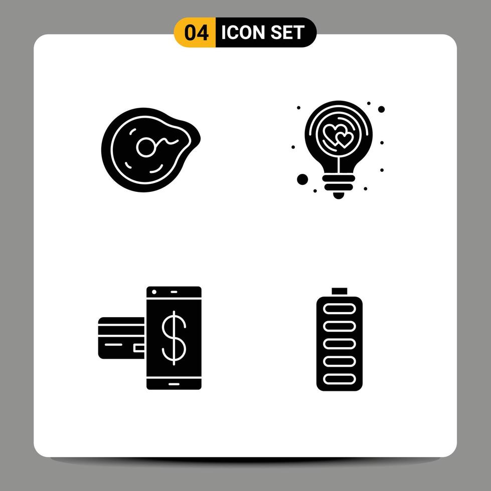 Stock Vector Icon Pack of 4 Line Signs and Symbols for bend light paradox energy cashless Editable Vector Design Elements
