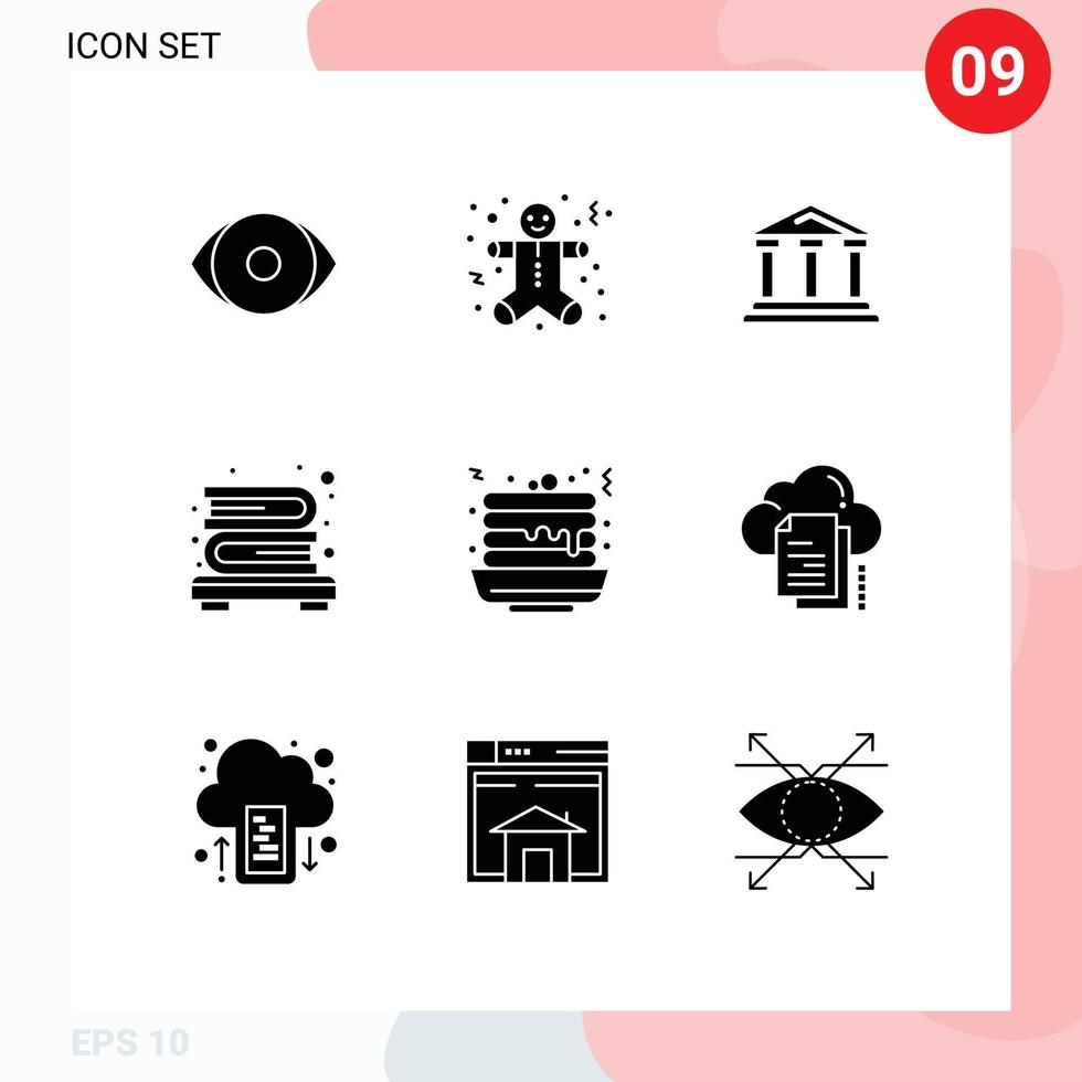 Stock Vector Icon Pack of 9 Line Signs and Symbols for fast food bookshelf bank books law Editable Vector Design Elements