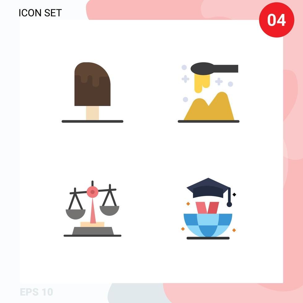 grupo de 4 iconos planos signos y símbolos para elementos de diseño de vectores editables de ley de cuchara de alimentos gdpr fríos