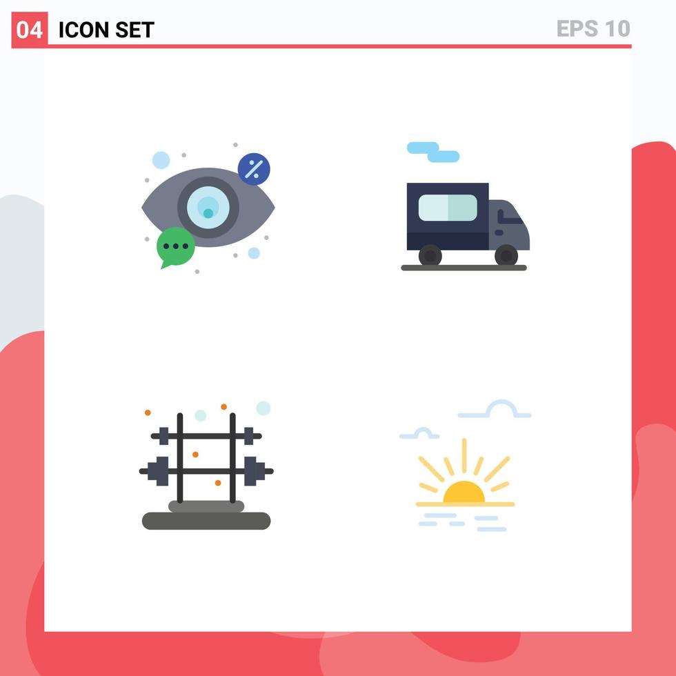 Universal Icon Symbols Group of 4 Modern Flat Icons of eye gym view transport sun Editable Vector Design Elements