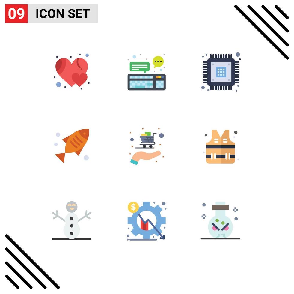9 Universal Flat Colors Set for Web and Mobile Applications buy food chip fish hardware Editable Vector Design Elements