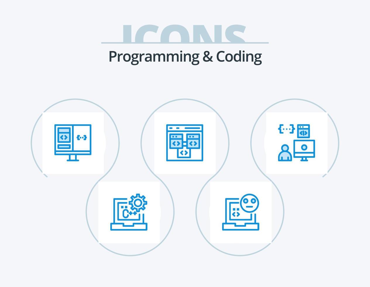 Programming And Coding Blue Icon Pack 5 Icon Design. coding. app. development. development. computer vector