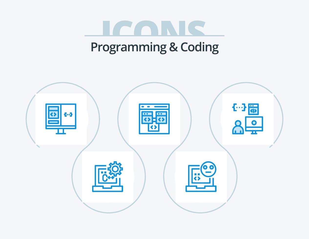 programación y codificación blue icon pack 5 diseño de iconos. codificación. aplicación desarrollo. desarrollo. computadora vector