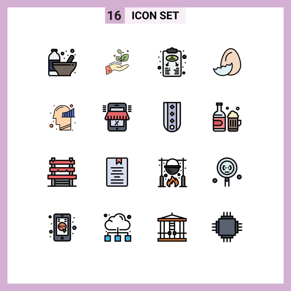 Pictogram Set of 16 Simple Flat Color Filled Lines of spring easter success egg planning Editable Creative Vector Design Elements