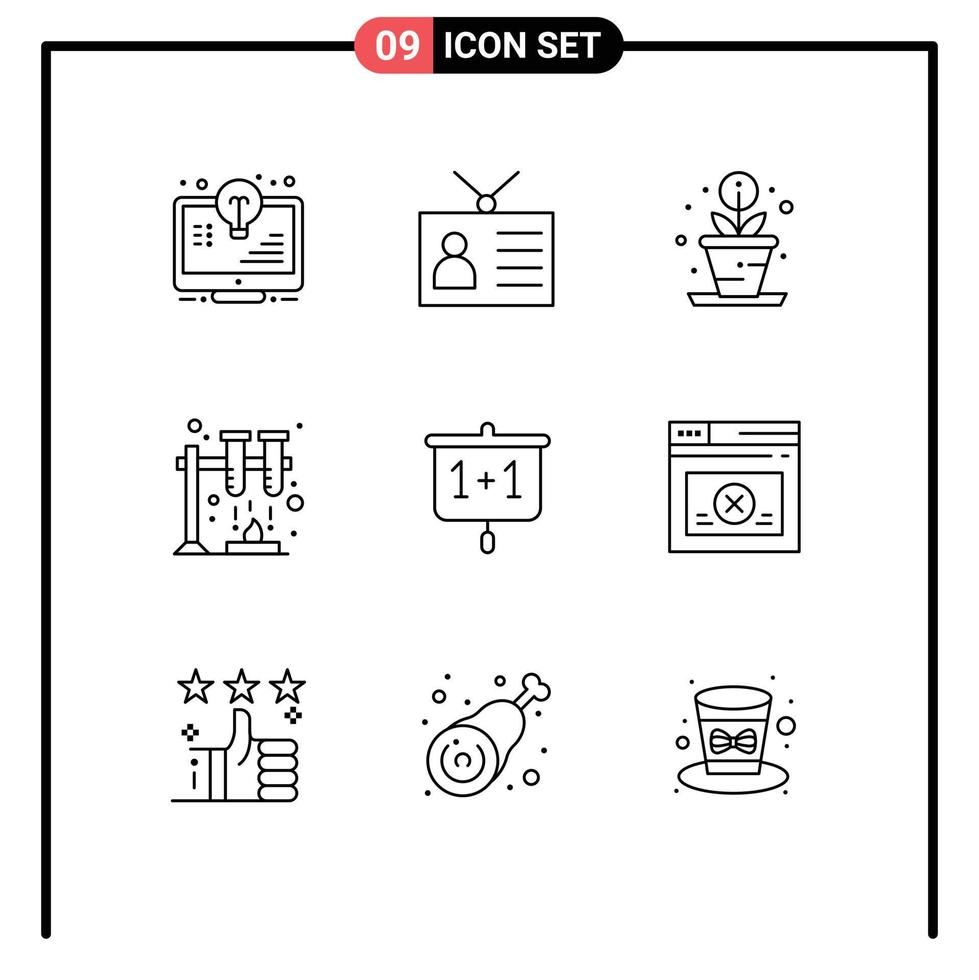 Mobile Interface Outline Set of 9 Pictograms of education space retro television science growth Editable Vector Design Elements