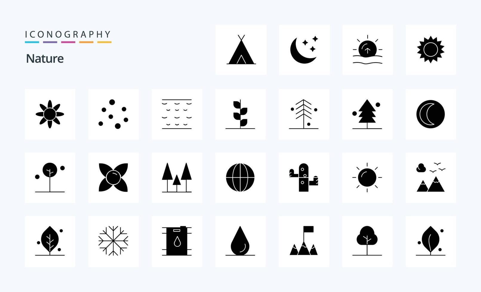 25 Nature Solid Glyph icon pack vector