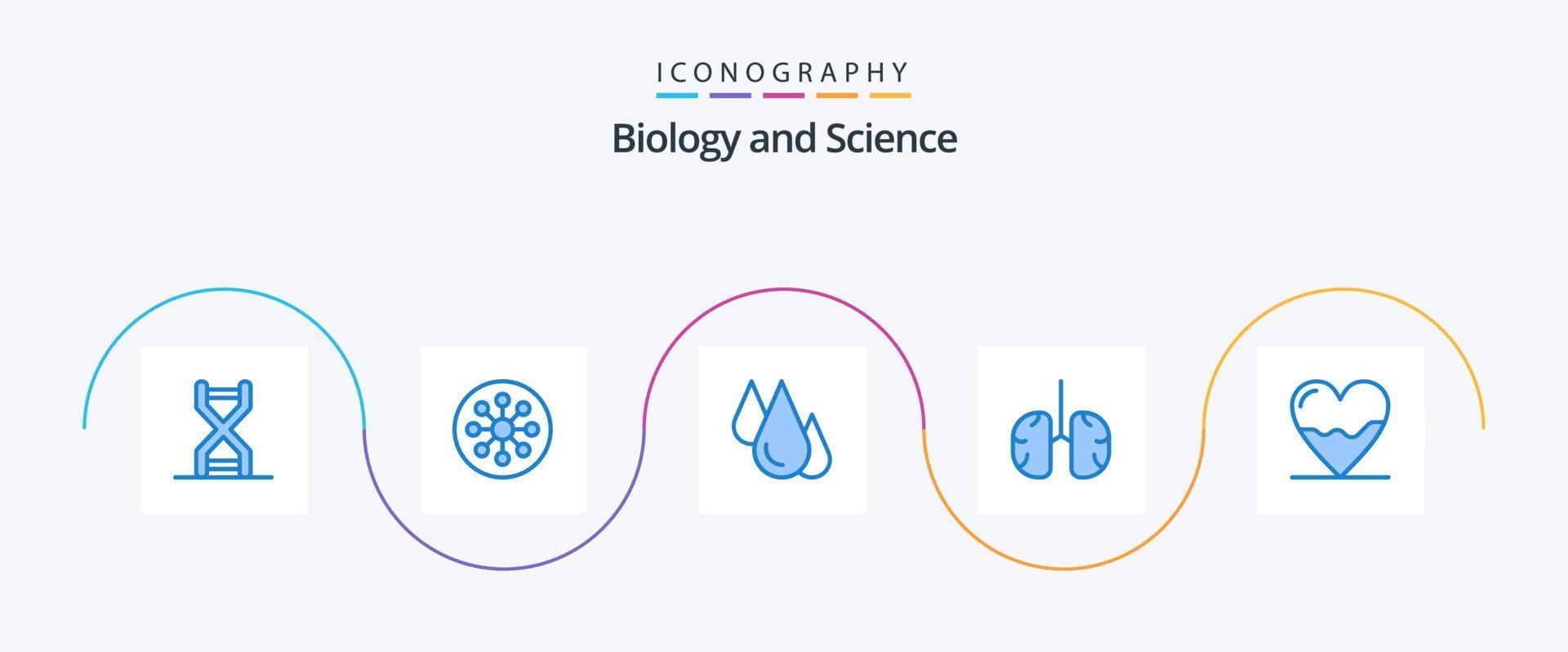 paquete de iconos de biología azul 5 que incluye respiración. anatomía. química. estudiar. aprender vector