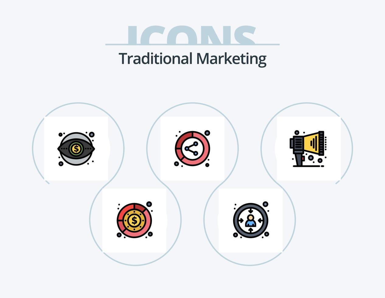Traditional Marketing Line Filled Icon Pack 5 Icon Design. share. data. writer. conversion. case vector