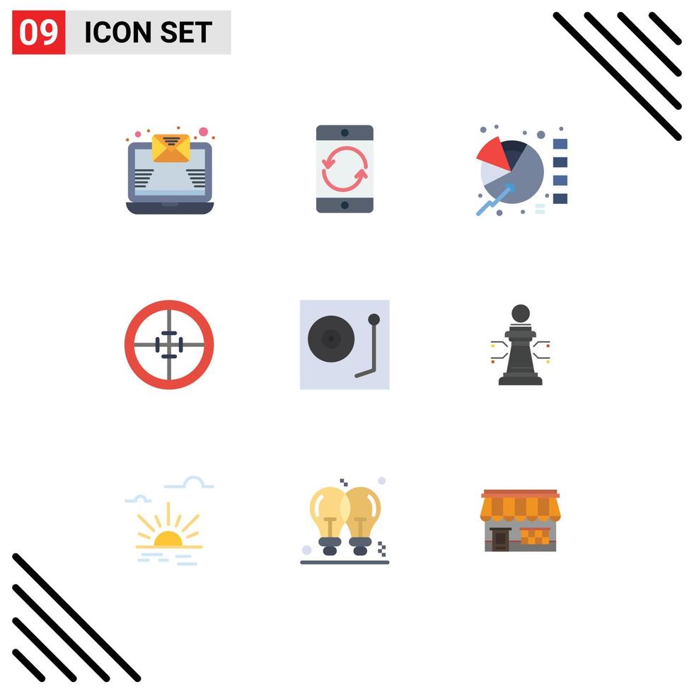 Modern Set of 9 Flat Colors Pictograph of devices soldier chart military army Editable Vector Design Elements