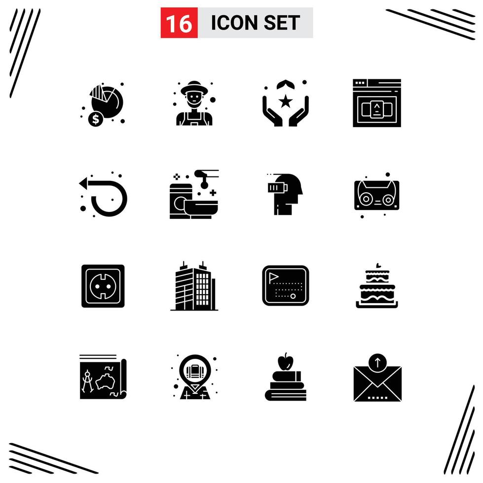 grupo de símbolos de icono universal de 16 glifos sólidos modernos de código html elementos de diseño de vector editables a mano de hombre de negocios antiguo